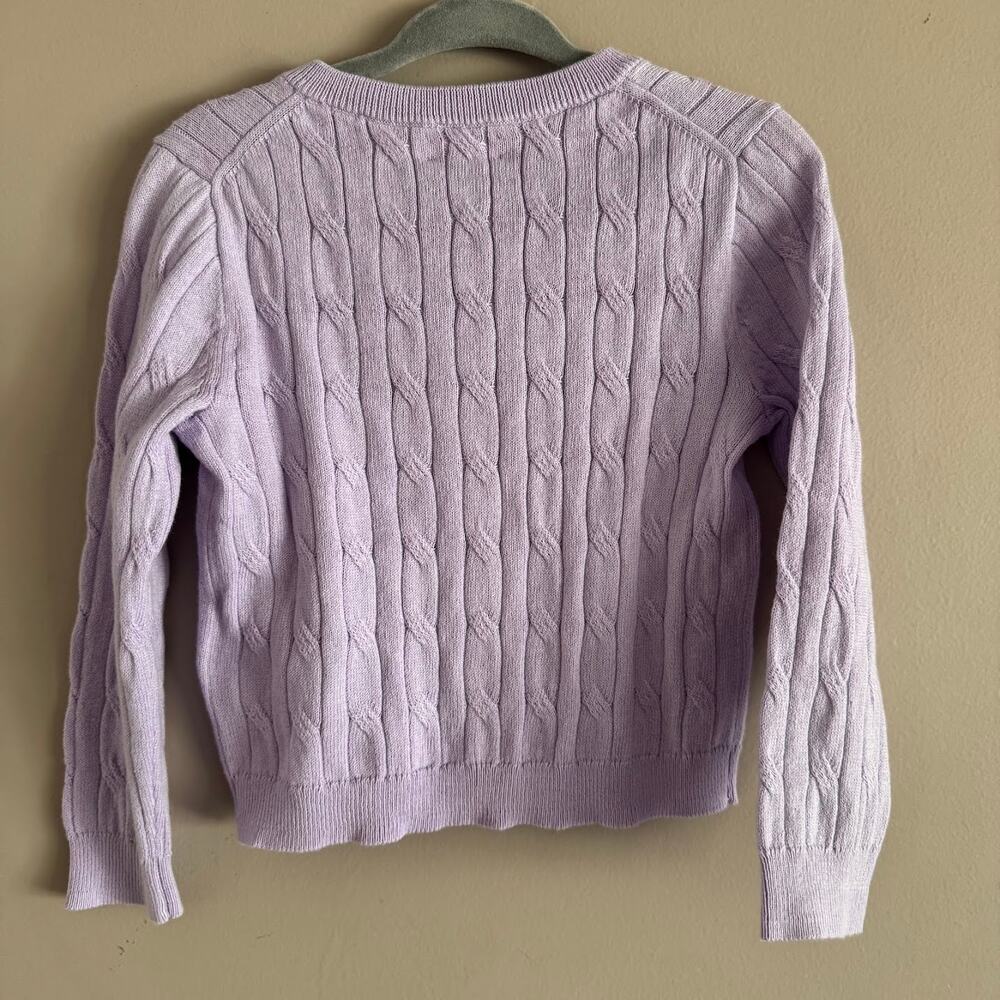 Crewcuts Cable Knit Cardigan Sweater Lavender Purple XXS 2-3 Year Toddler Girl's - Picture 4 of 4
